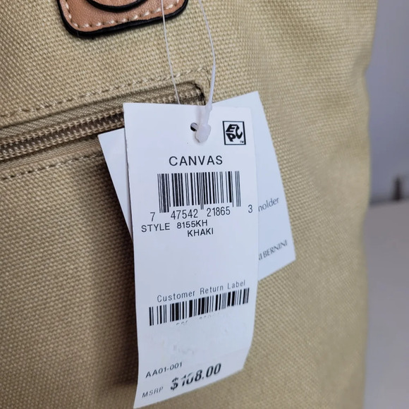 Giani Bernini Khaki Tan Canvas Shoulder Tote Hand Bag NEW with Tags - Picture 13 of 14